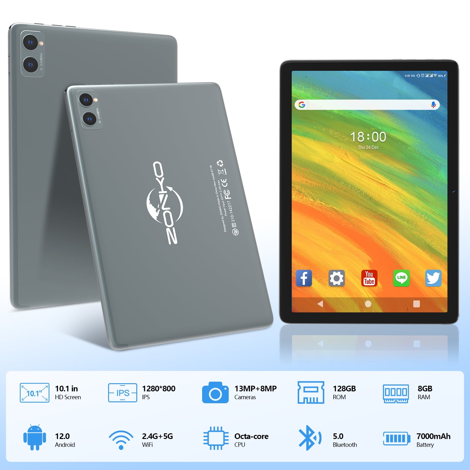 Tablette 7 Pouces, 5G WiFi Dual Band Octa Core Tablet 7HD Display 2 Go et  32 ​​Go 1280x800IPS, pour Tablette Android 9.0 (Prise UE) : :  Informatique