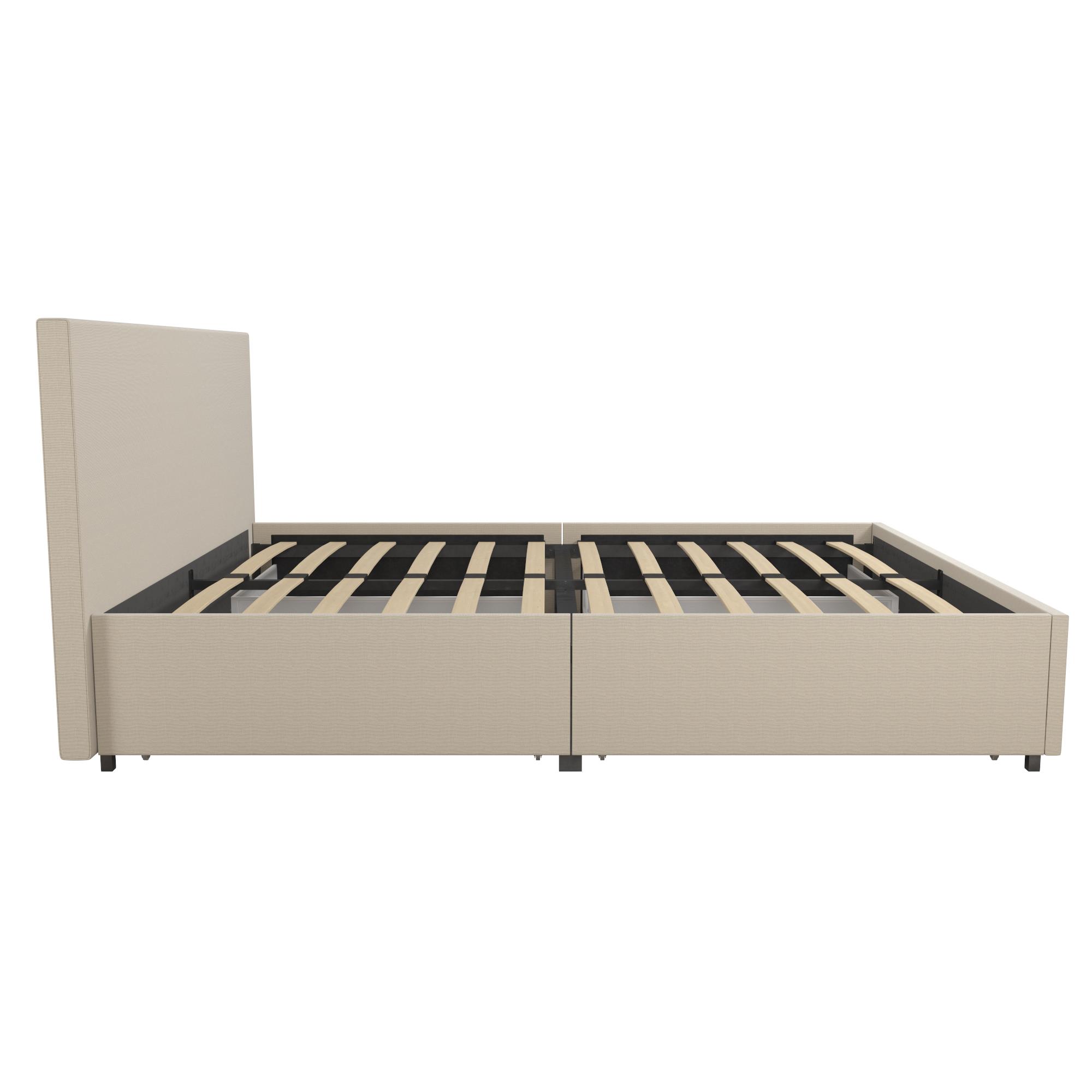 Novogratz Full Size Contemporary Linen Upholstered Beds, Ivory