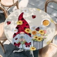 thumbnail image 2 of Beige Gnomes Daisy Round Tablecloth, Fitted Table Cover with Elastic for 36"-44" Round Tables, Pastoral Country Garden Floral Table Cloth Outdoor Indoor Dinning Party Waterproof Tablecloths, 2 of 7