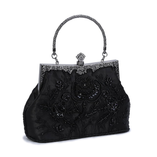 Monedero de mano UBORSE con bordado floral con diamantes de imitación para mujer