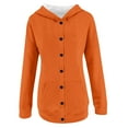 thumbnail image 6 of Women's Button Down Drawstring Hooded Cardigan, Long Sleeve Loose Fit Pocket Sweater, Soft Polyester Casual Cover Up for Fall Winter Spring Daily Wear and Seasonal Comfort Orange L, 6 of 8