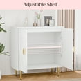 thumbnail image 4 of Tolead Modern Sideboard Buffet Cabinet with Flower Pattern Panel, 6 Shelves, White, 4 of 8