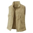thumbnail image 3 of YFNNUP Big and Tall Men's Golf Vest Lightweight Casual Sleeveless Jacket Outerwear Windproof Water Resistant Grid Lining Vests with Zipper Pockets Khaki,L, 3 of 7