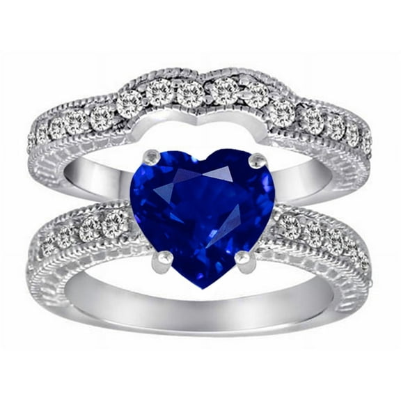 Star K� 8mm Heart Shape Created Sapphire Wedding Set