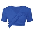 thumbnail image 7 of Comdrip V Neck Tops for Women Women's Half Sleeve V Neck T Shirts V Neck Basic T Shirts Workout Yoga Tops Casual Fitted Going Out Tops Shirts with Built in Bras for Women Blue M, 7 of 7