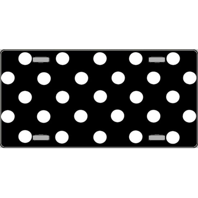 LP-2201 Polka Dots- White on Black Flat Automotive License Plates Blanks for Customizing