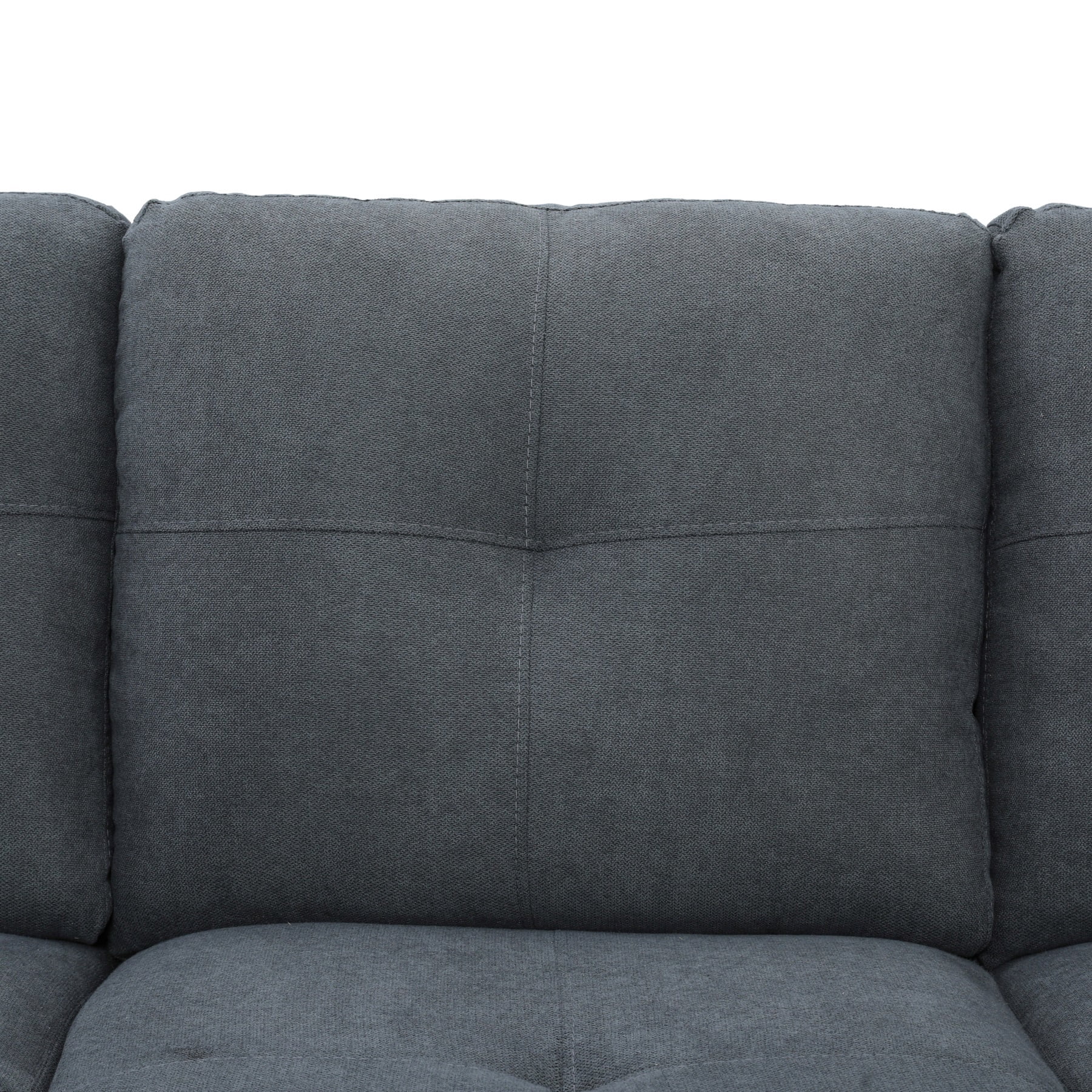 Hommoo Flannel L Shaped Sectional Couch and Sofa Set, Modern Living Room Furniture Set, Right Side, Dark Gray