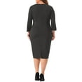 thumbnail image 3 of Agnes Orinda Women Plus Size St. Patrick's Day Cocktail Dresses for Curvy 3/4 Sleeve Ruffle Vintage Work Midi Pencil Bodycon Dress 1X Black, 3 of 6