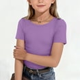 thumbnail image 2 of Girls Athletic Shirts Silm Fit Trendy Solid Color Top Gym Baby Girl Clothes Playwear Purple 5-6 Years, 2 of 4