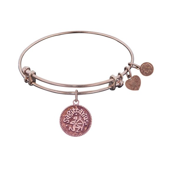 Pink Smooth Finish Brass Sagittarius November Angelica Bangle Bracelet, 7.25"