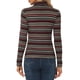 thumbnail image 3 of INSPIRAR CHIC Blusa de Mujer Ajustada Cuello Alto con Pliegues Manga Larga Top de Punto M Rayas Negras, 3 of 6