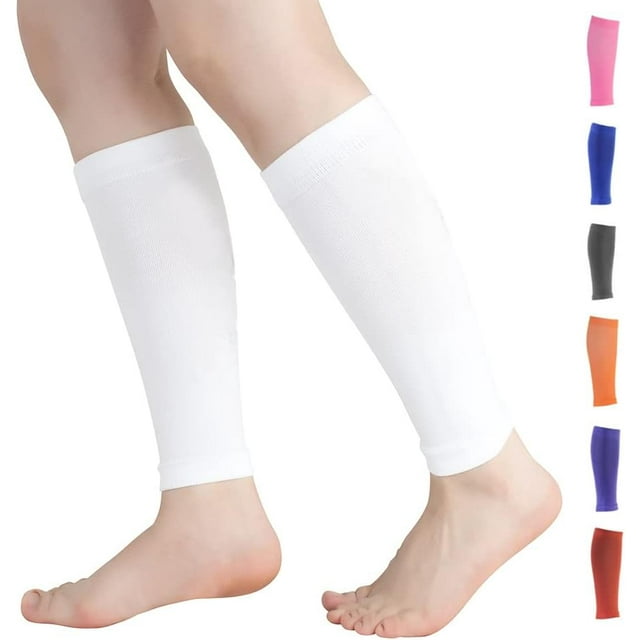 Manchons de Compression pour Mollets Hommes & Femmes (20-30mmhg) - Manchon de Compression pour Jambes pour Course, Cyclisme (Blanc1, m)