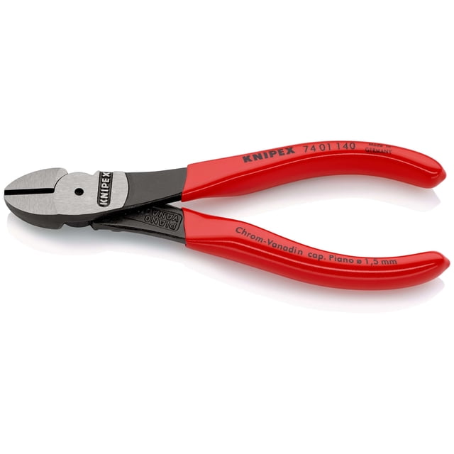 KNIPEX 74 01 140 SB Pinzas de corte diagonal tipo extra fuerte recubierto de plástico acabado pavonado 140 mm