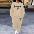 thumbnail image 2 of Wangmeiwg Women's Sweatshirts Women's Trousers Suit Stylish Comfortable Loose Hoodie and Sweatpants Set for Casual Loungewear Beige M, 2 of 4