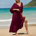 thumbnail image 4 of Button Up Shirt Women Womens Beach Smock Drawstring Vacation Robe Bikini Sun Protection Shirt Beach Coat Womens Bikini Bathing Suits Bathing Suits Women Bikini, 4 of 9