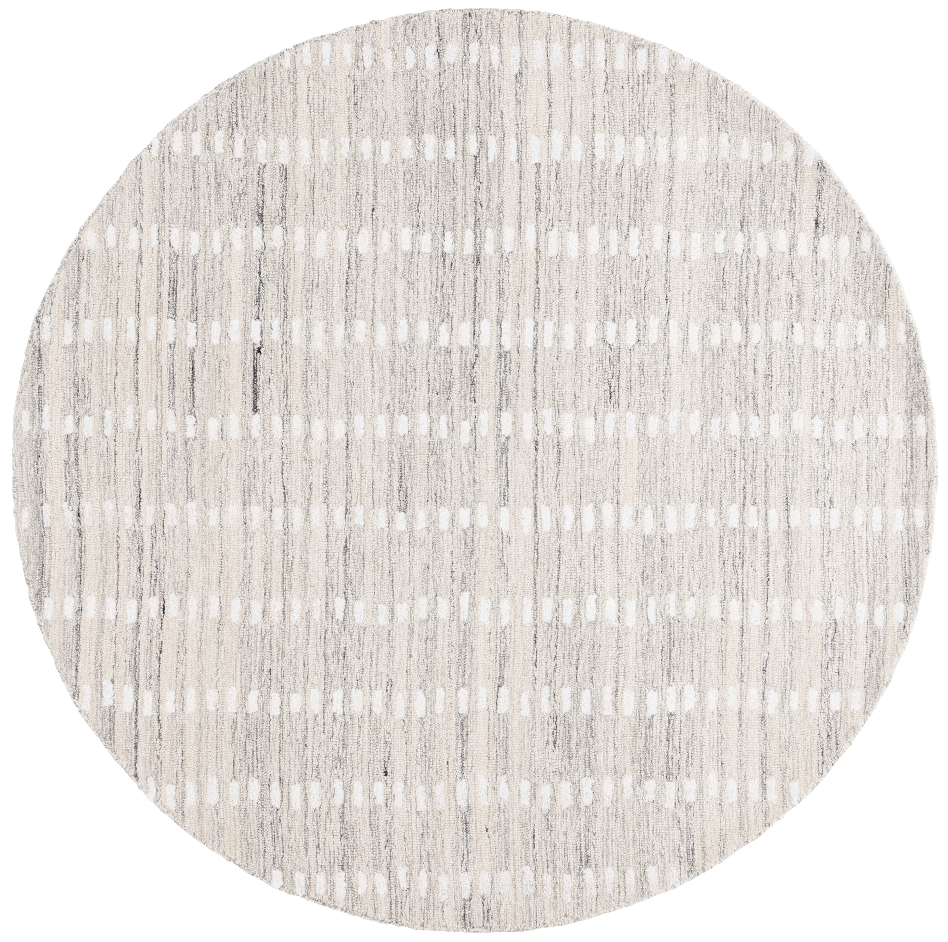 SAFAVIEH Abstract Madrid Striped Geometric Area Rug, Silver/Ivory, 6' x 6' Round
