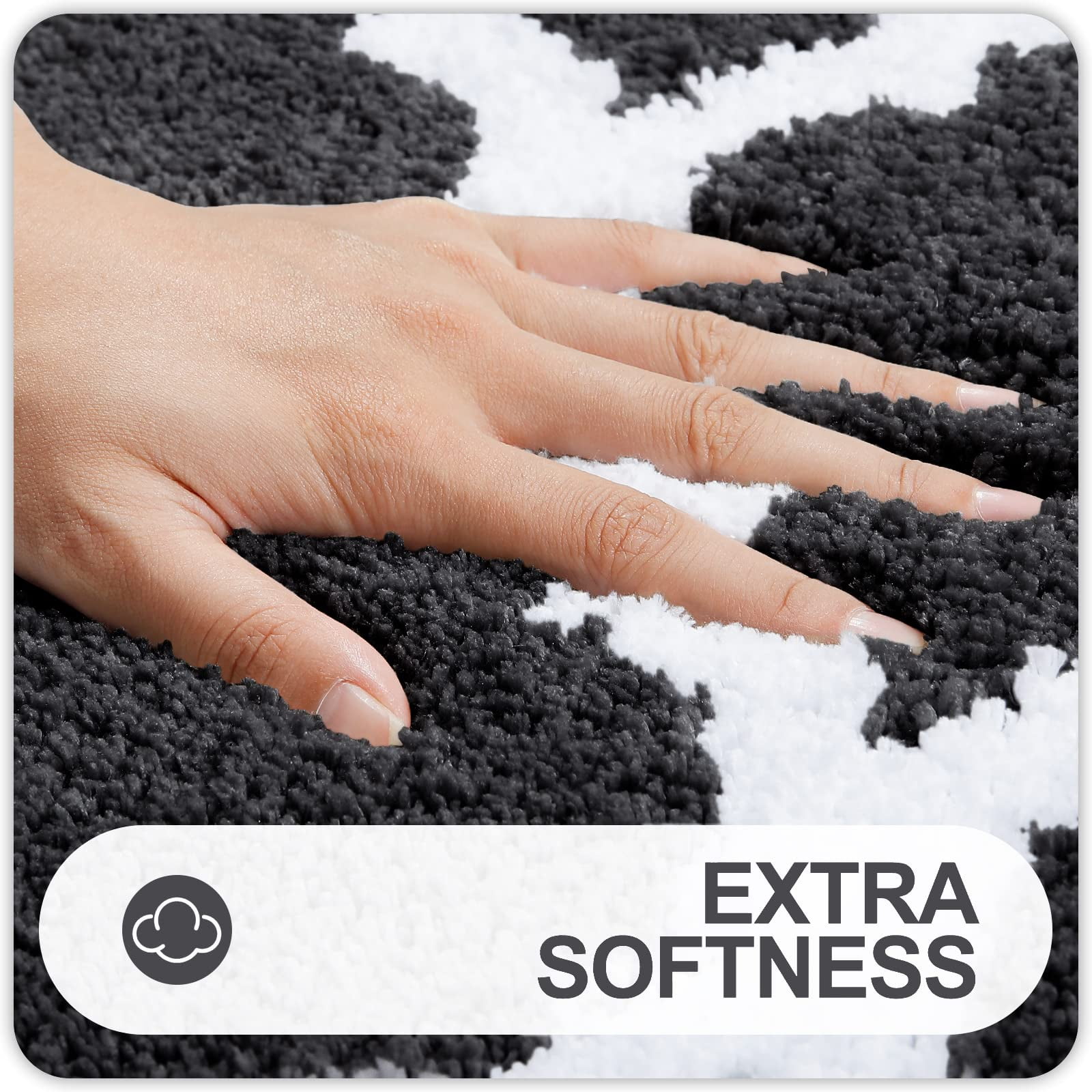Buganda Microfiber Bathroom Rugs Set 2 Piece,U-Shaped Toilet Rug, Machine Wash Dry, Non-Slip Absorbent Shaggy Bath Mats for Tub, Shower and Bathroom (30"x20"+24"x20", Dark Grey)