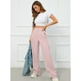 thumbnail image 5 of Chiclily Women Wide Leg Lounge Pants Sakura Pink M Work Business Casual Loose High Waisted Dress Palazzo Flowy Trousers with Pockets, 5 of 7