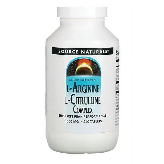 Source Naturals L-Arginine L-Citrulline Complex, Essential Amino Acid Supplement, Supports Peak Performance* 1,000 mg - 240 Tablets