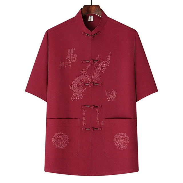 Blusa y camisa de manga corta con cuello alto para hombre, cómoda, lisa, de poliéster, informal, de manga corta y cuello alto.