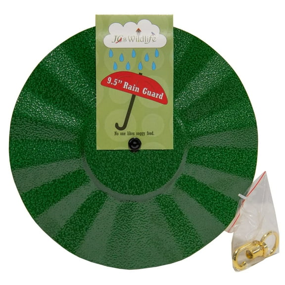 JCs Wildlife Metal Bird Feeder Rain Guard - Perfect for Bird Seed Cylinders - Protects Against Water and Overhead Messes - Weather Guard, Rain Dome Cover, Easy to Clean (9.5 Inches, Green)