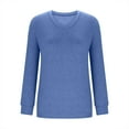thumbnail image 6 of EchfiProm Fall T-Shirts for Women Long Sleeve Navy Tops V-Neck Pullover Solid Loose Ladies, 6 of 6