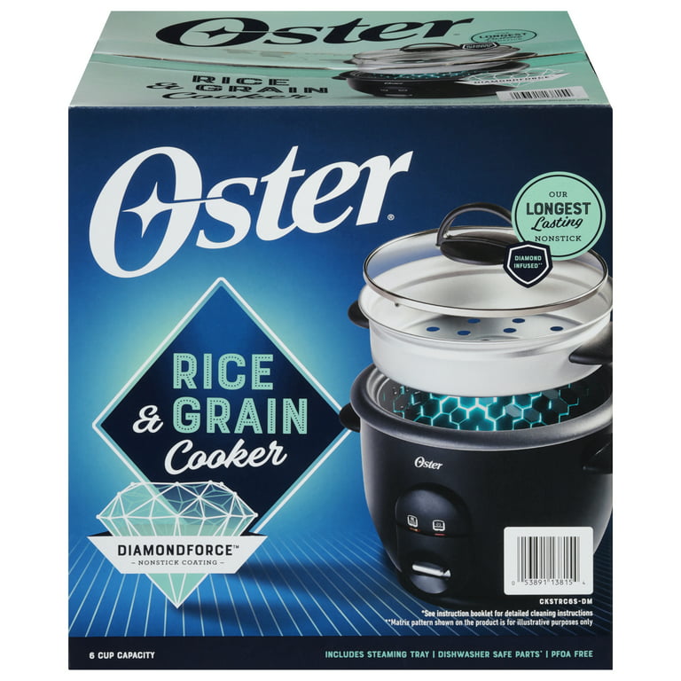 Oster Rice Cooker DiamondForce Nonstick 6-Cup Electric Black New