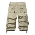 thumbnail image 3 of DeHolifer Men Cargo Shorts Elastic Waist Cotton Solid Color Casual Outdoor Cargo Shorts with Multi-pocket Button Zipper Khaki XL, 3 of 6