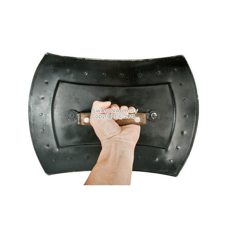 16 Gauge Steel Rectangle Roman Archer Buckler Shield w/ Wood Handle LARP  SCA - Walmart.com