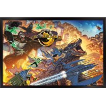 Justice League vs. Godzilla vs. Kong - Metropolis Wall Poster, 22.375" x 34" Framed