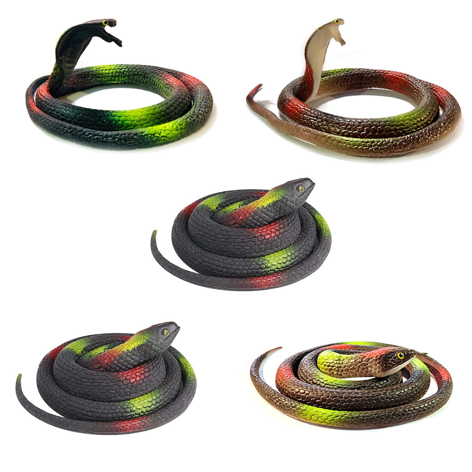 5 Pieces Rubber Snakes Realistic Fake Snakes Black Snake Toys for ...