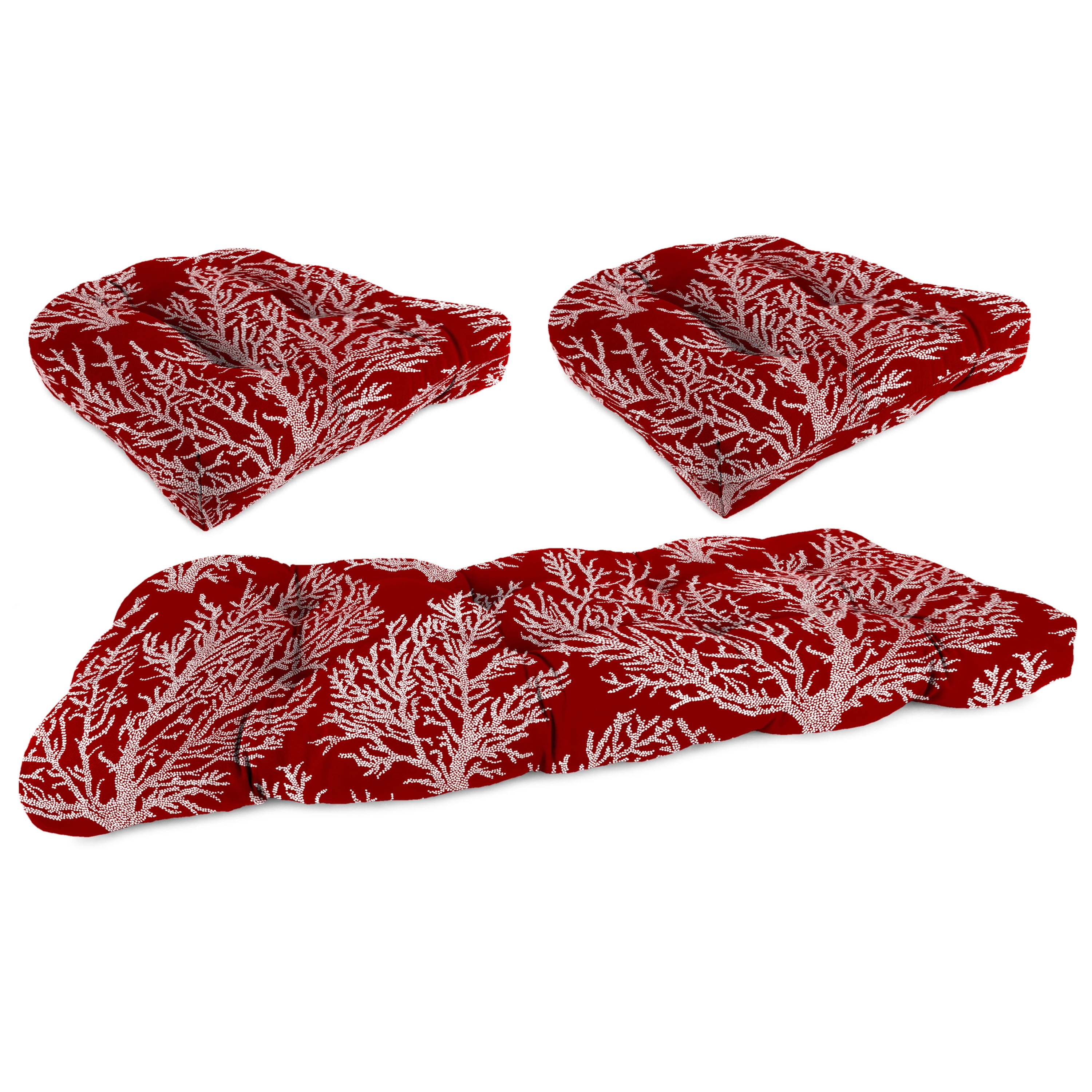 Jordan Manufacturing 3Piece Seacoral Red Nautical Outdoor Cushion Set