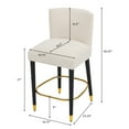 thumbnail image 4 of GDF Studio Modern Tufted Counter Height Bar Stools with Gold Footrests and Black Solid Wood Legs, Set of 2, Beige, 4 of 11