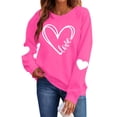thumbnail image 2 of WHLBF Tops for Women Long Sleeved Round Neck Hearted Printed Sweatshirts Hot Pink M, 2 of 9