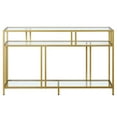 thumbnail image 2 of Evelyn&Zoe Cortland 48" Wide Rectangular Console Table with Glass Shelves, Brass, 2 of 7
