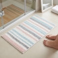 thumbnail image 2 of Unique Bargains Absorbent Striped Non Slip Quick Dry Washable Bath Mats Pink 30"x17", 2 of 6