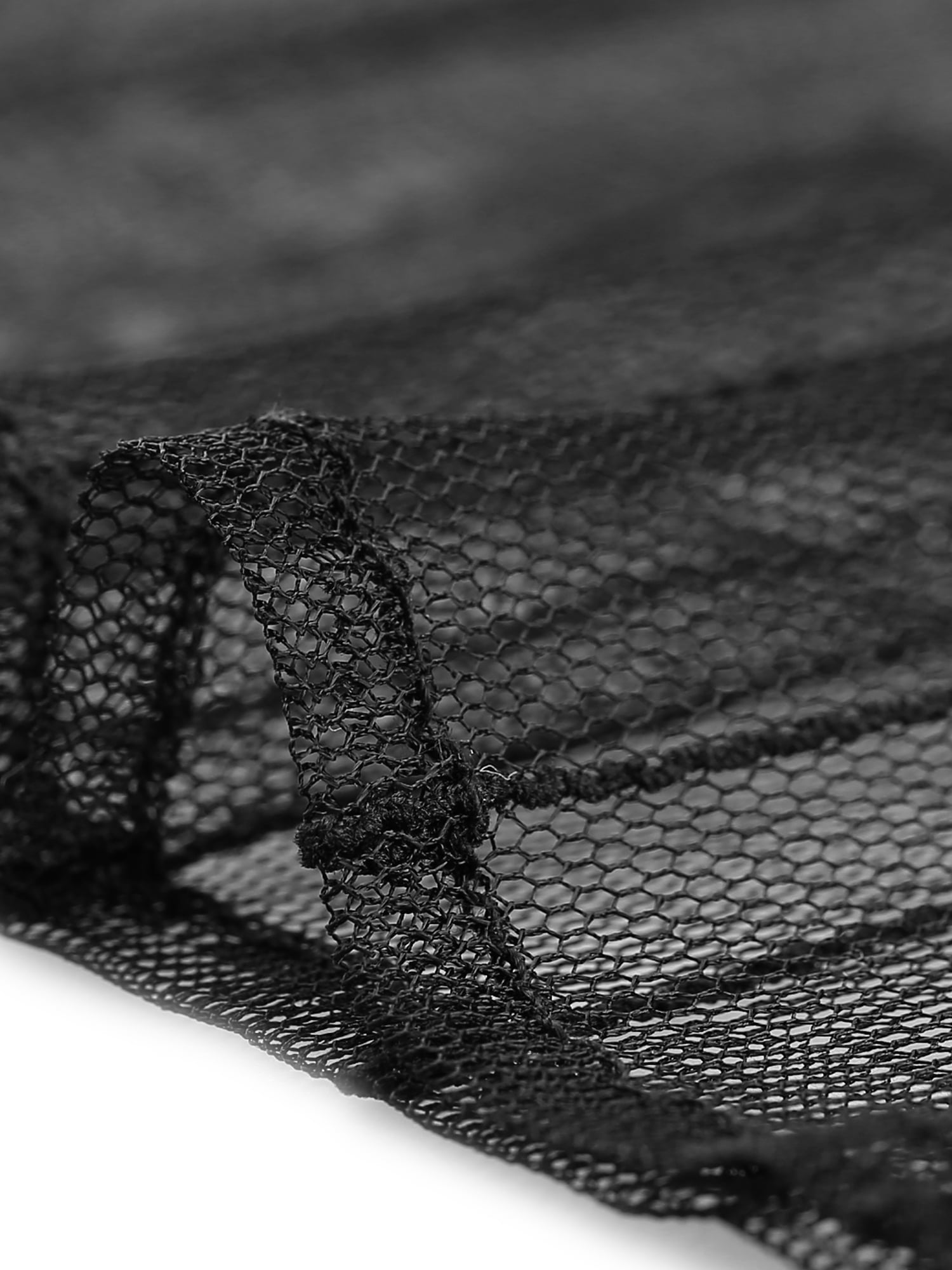Unique Bargains Women's Plus Size Shirt Mesh Sheer Long Sleeve Blouses 2X Black