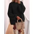 thumbnail image 6 of Women'S Fall Oversized Sweaters Chunky Knit Mock Neck Long Sleeve Casual Trendy Pullover Winter Clothes Black S, 6 of 7