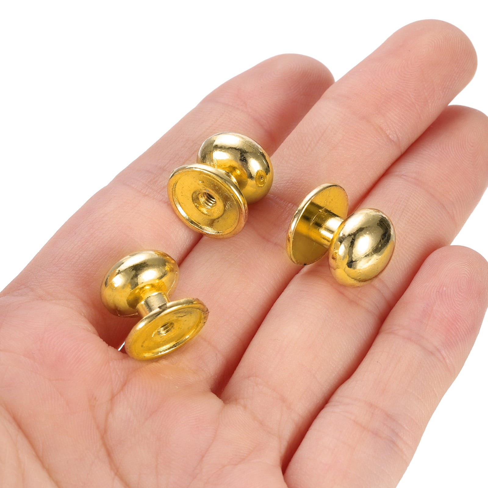 Unique Bargains Mini Round Knobs Small Drawer Pulls for Cabinets 0.46" x 0.51" Gold