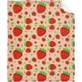 thumbnail image 2 of Yibo Strawberry Cherry Pattern Flannel Soft Warm Cute Strawberry Fruits Blanket Fleece Bed Couch Living Room Blanket for Kids Adults, 2 of 8