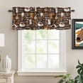 thumbnail image 2 of Coffee Rod Pocket Curtain Valance, Brown Retro Coffee Theme Beans Latte Tea Cup Farmhouse Window Valance for Living Room, Bedroom, Kitchen 42"W x 12"L, 2 of 9