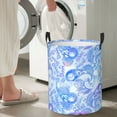 thumbnail image 7 of DouZhe Waterproof Collapsible Large Laundry Baskets, Blue Watercolor Paisley Prints Circular Hamper with Handles, 7 of 7