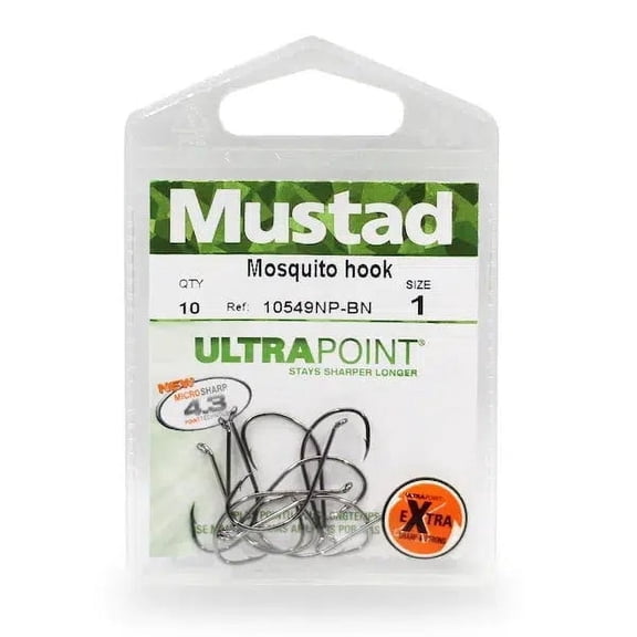 Mustad Select Finesse Hook Black Nickle - 1X FINE 1,0, 10 pc Hooks
