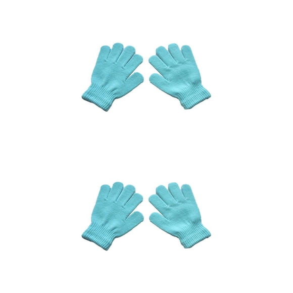 Qarigey 1 par de guantes para niños, accesorio de ropa, calentador de dedos para exteriores, cómodo guante de Color sólido para niños Azul claro 2piezas