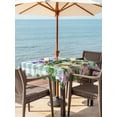thumbnail image 2 of Outdoor Tablecloth with Umbrella Hole and Zipper, Spring Easter Square Table Cloth 60x60 Inch Waterproof Tablecloth, Purple Floral Summer Botanical Teal Plaid Picnic Table Cover for Patio Camping, 2 of 7