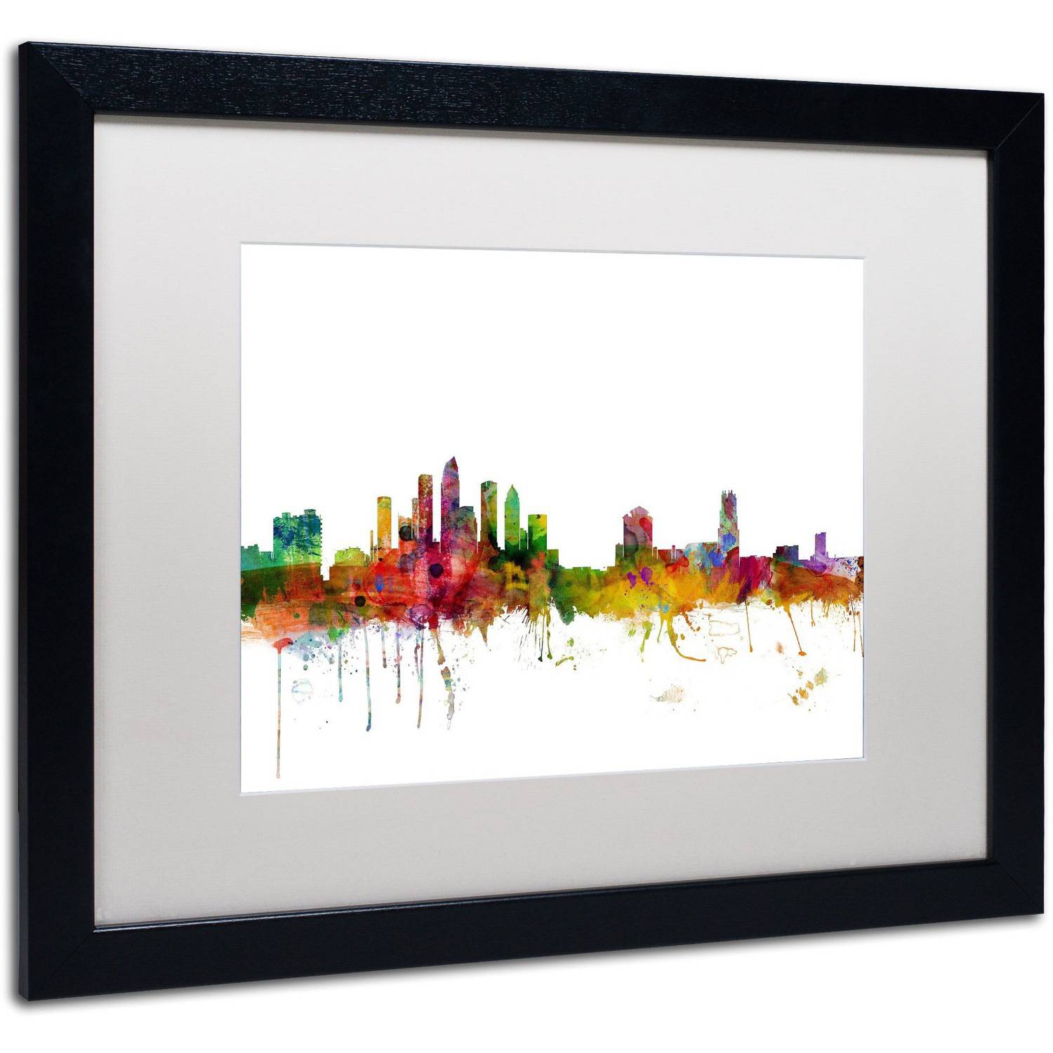 Trademark Fine Art 'Tampa Florida Skyline' Canvas Art by Michael Tompsett, White Matte, Black Frame