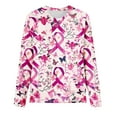 thumbnail image 4 of Royisotas Summer Womens Plus Tops Long Sleeve Casual Breast Cancer Awareness Day Hot Pink Shirts for Women Loose Crew Neck Tshirts, 4 of 4