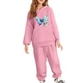 thumbnail image 2 of SYMOID Girls Pink Butterfly Floral Tracksuit Set - Soft Polyester Hoodie (Drawstring Hood) & Jogger Pants (Elastic Waist), Sizes 3-12Y for Daily Play/Park/School,Size 3 T, 2 of 3