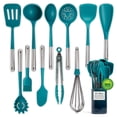 thumbnail image 1 of Juego de utensilios de cocina de silicona de 12 piezas con mango de acero inoxidable y soporte de cerámica, apto para lavaplatos, 1 of 7