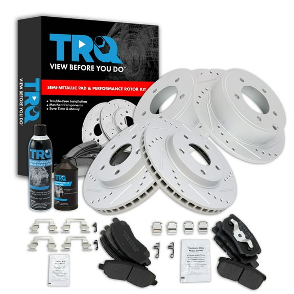 TRQ Performance Front and Rear Brake Pad & Rotor Kit BKA45676 Fits Select 2008-2016 Mitsubishi Lancer